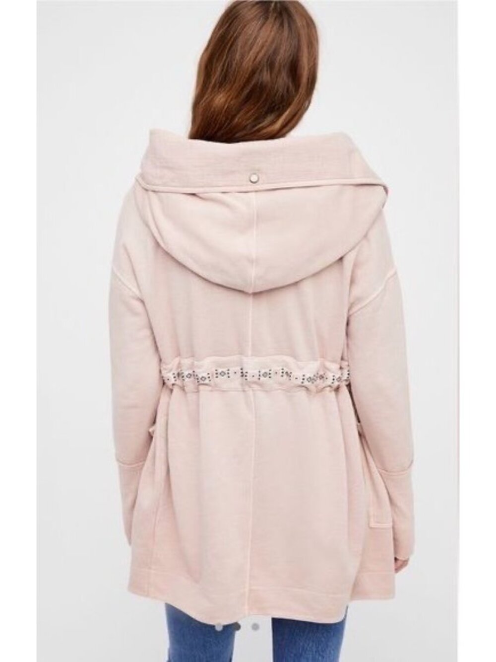 Free People Pink Relaxed Hooded Cardigan Jacket| Boho Coquette Coastal Grandma S - Picture 5 of 11
